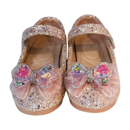 Pink Glitter Crystal Butterfly Mary Jane Flats | Kids Party Shoes | LILREDFOX