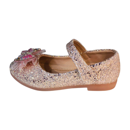 Pink Glitter Crystal Butterfly Mary Jane Flats | Kids Party Shoes | LILREDFOX