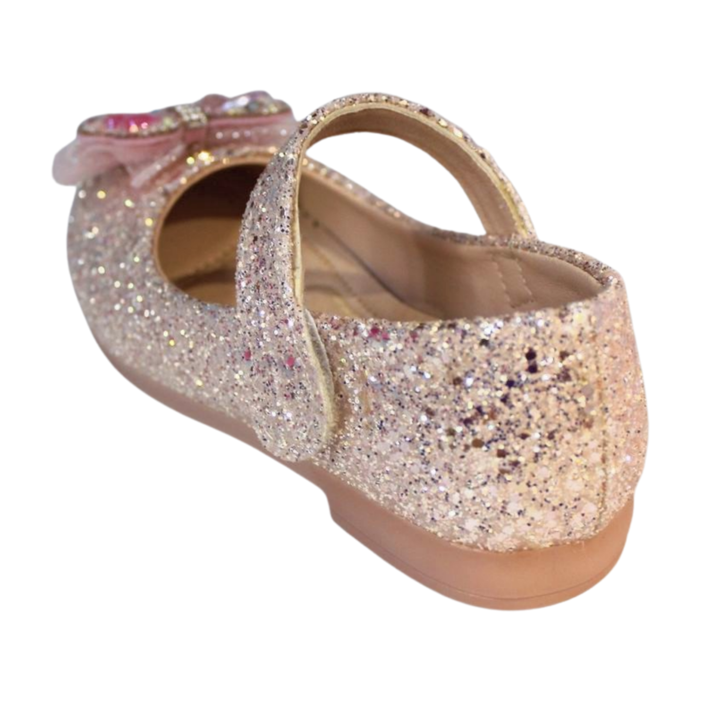 Pink Glitter Crystal Butterfly Mary Jane Flats | Kids Party Shoes | LILREDFOX