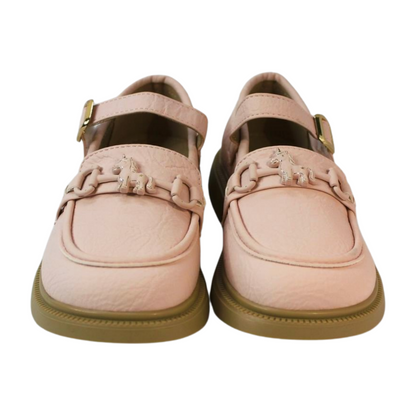 ” Pink Horsebit Chunky Loafers”|523-C-PINK