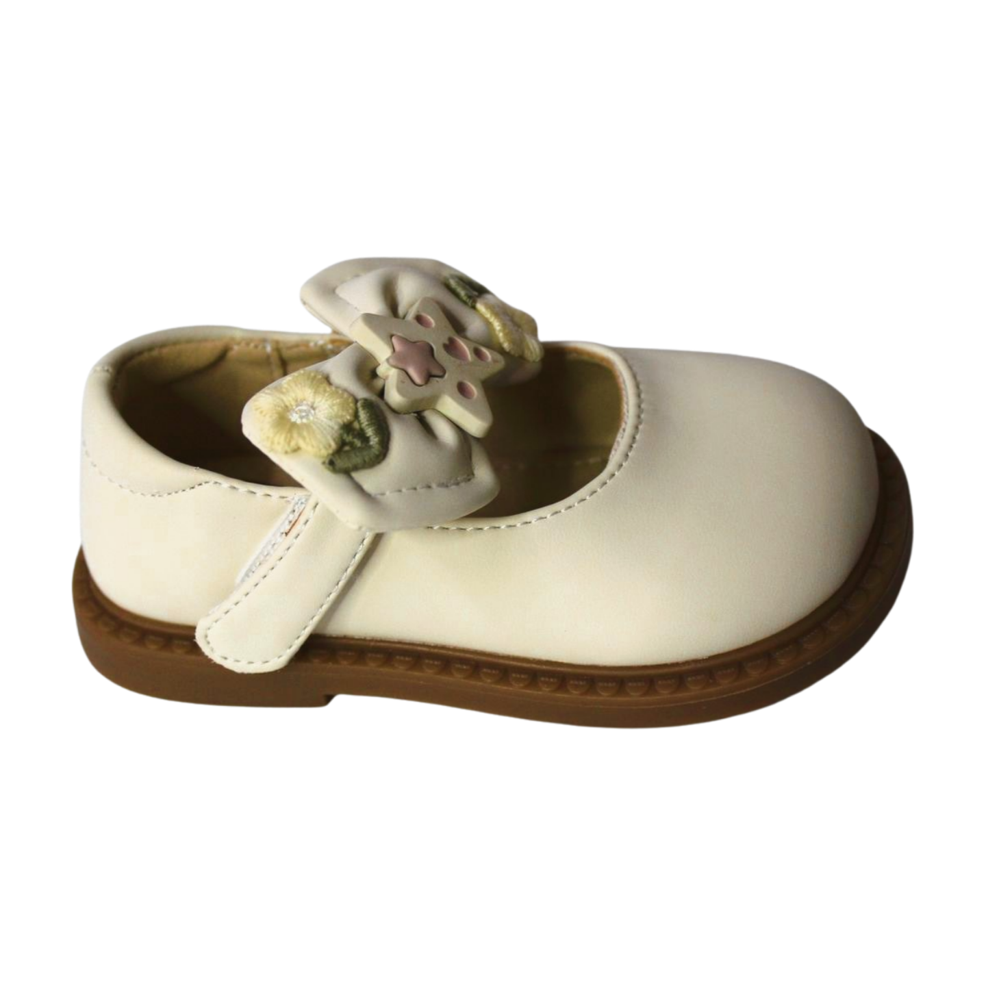 Sweet Star Embroidered Mary Jane Shoes Biege|ML-452-A-BIEGE