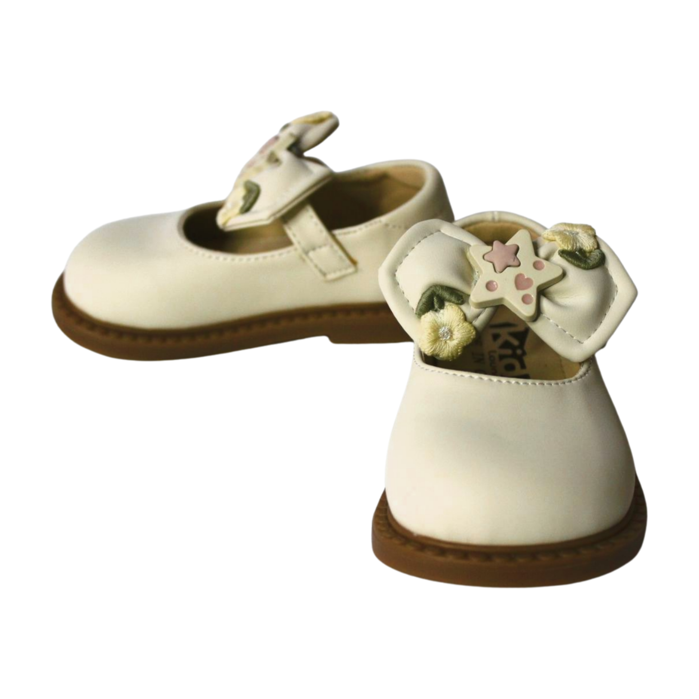 Sweet Star Embroidered Mary Jane Shoes Biege|ML-452-A-BIEGE