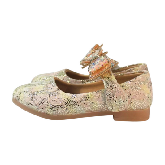 “Pink Crystal Bow Flats|ML-367-B-PNK