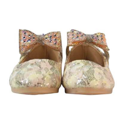“Pink Crystal Bow Flats|ML-367-B-PNK