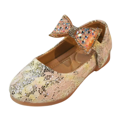 “Pink Crystal Bow Flats|ML-367-B-PNK