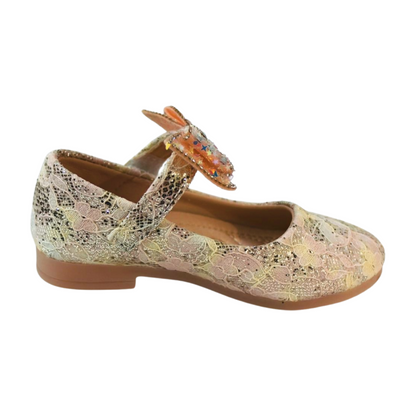 “Pink Crystal Bow Flats|ML-367-B-PNK