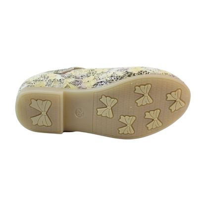 Gold Crystal Bow Flats| Easy Velcro|ML-367-A-GOLD