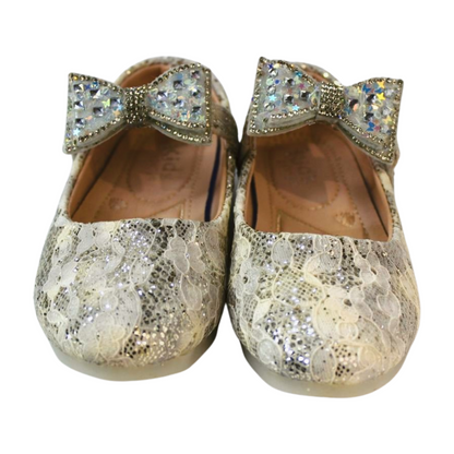 Gold Crystal Bow Flats| Easy Velcro|ML-367-A-GOLD