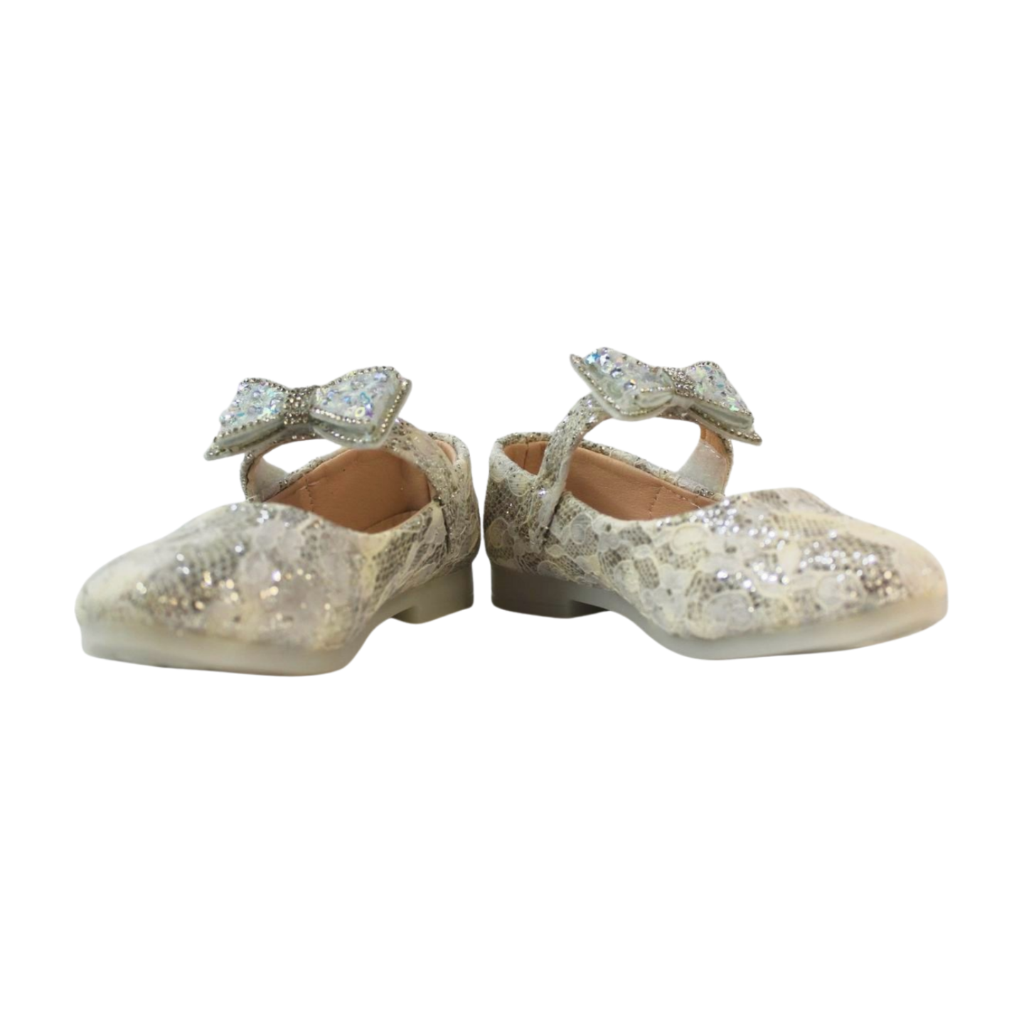 Gold Crystal Bow Flats| Easy Velcro|ML-367-A-GOLD