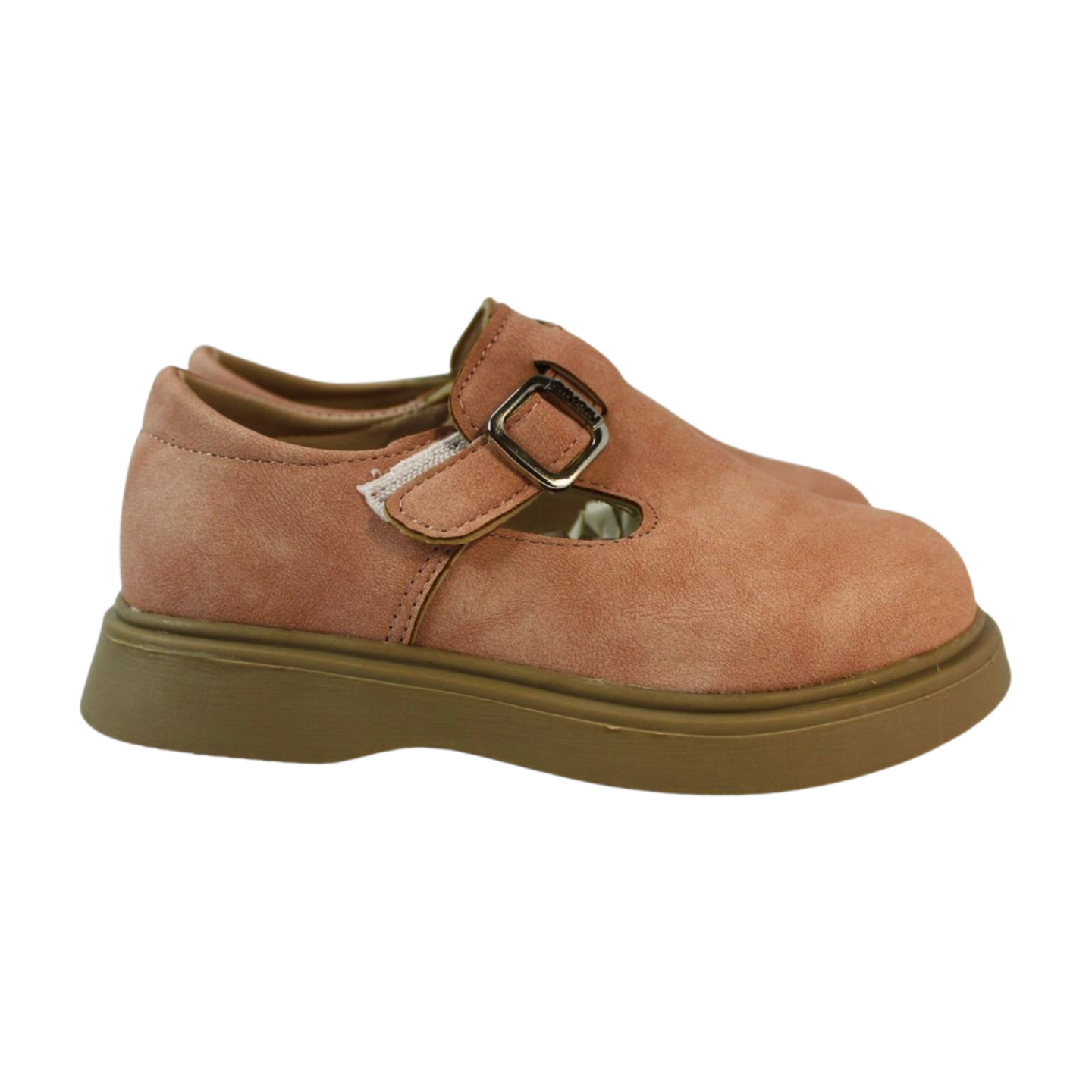 Camel Suede Chunky Mary Janes| Easy Velcro|ML-564-B-PINK