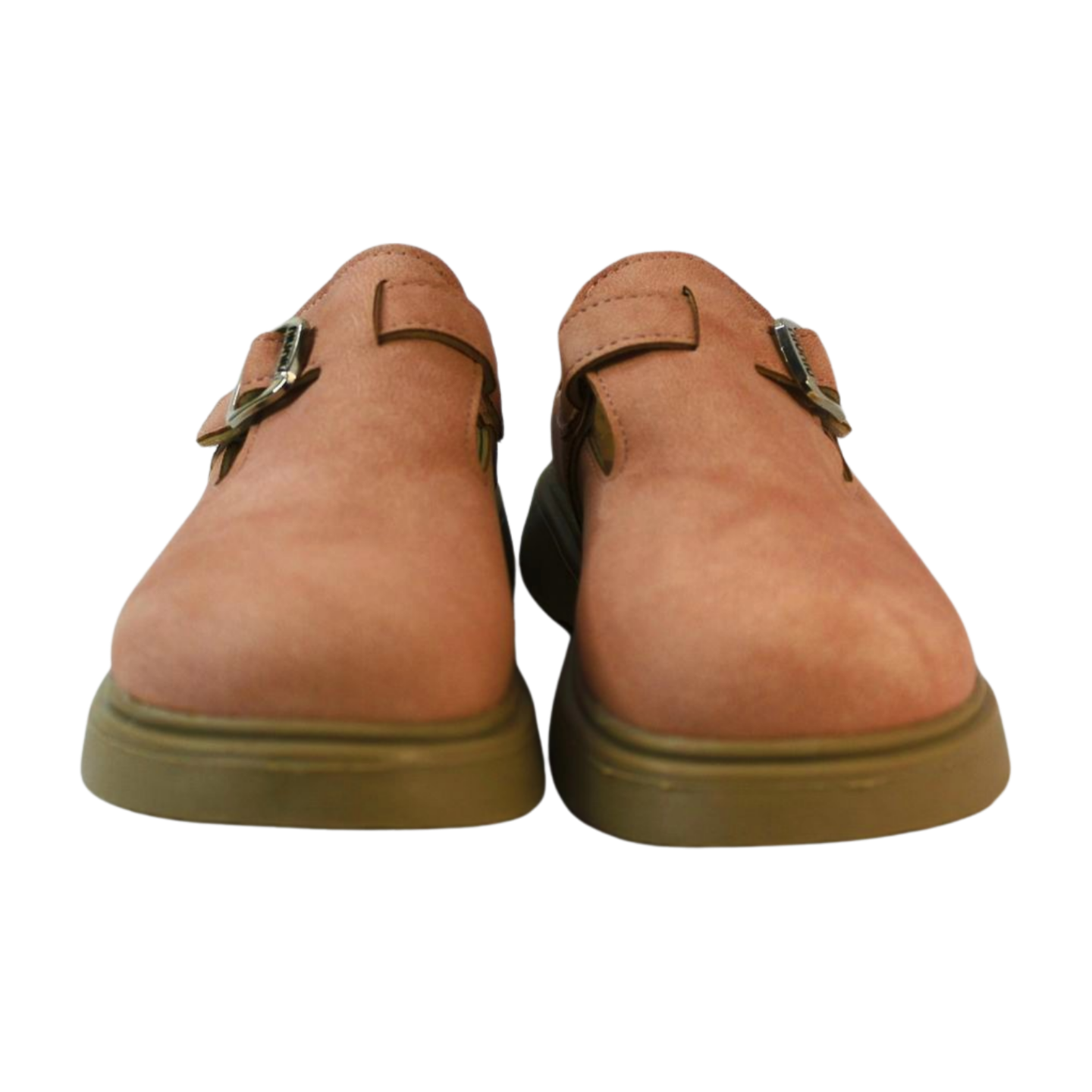 Camel Suede Chunky Mary Janes| Easy Velcro|ML-564-B-PINK