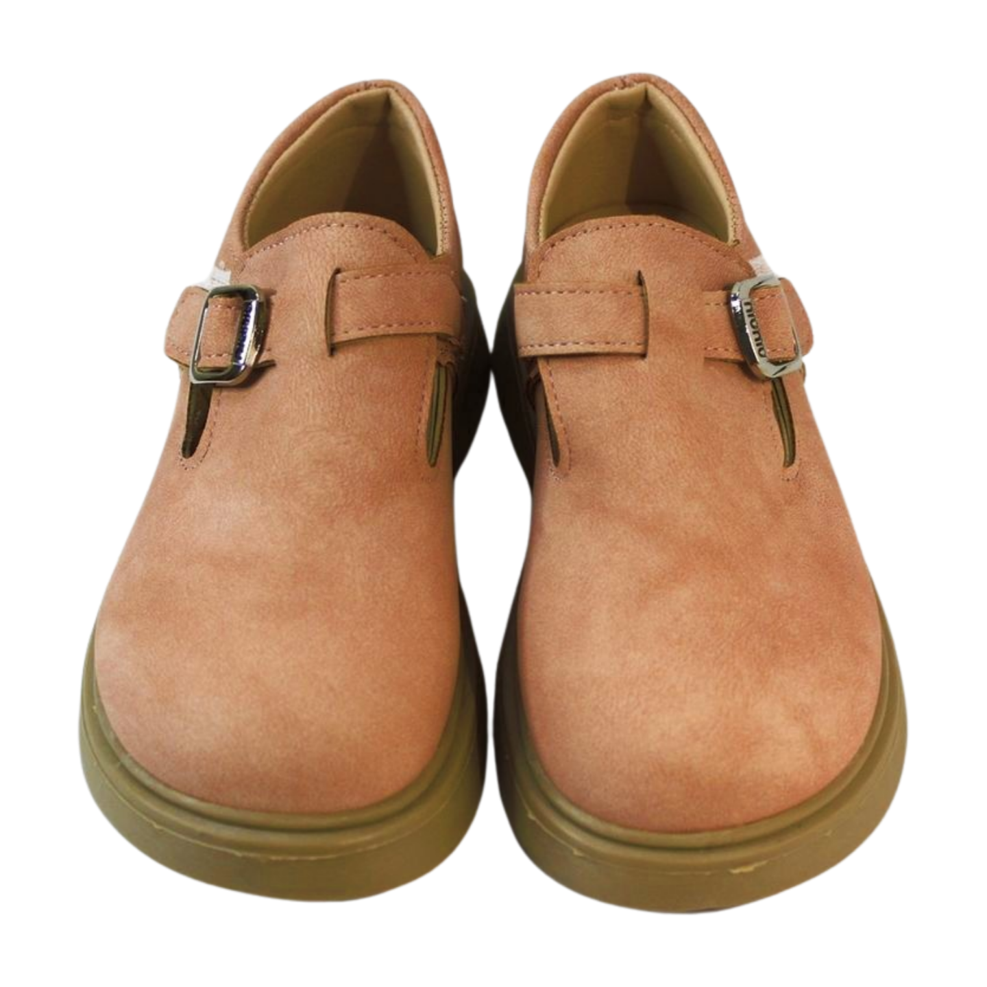 Camel Suede Chunky Mary Janes| Easy Velcro|ML-564-B-PINK