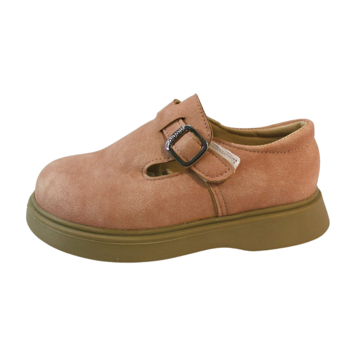 Camel Suede Chunky Mary Janes| Easy Velcro|ML-564-B-PINK