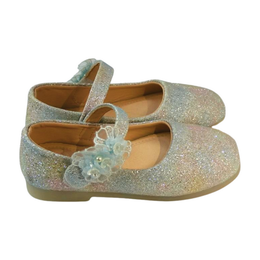 Blue Dream Glitter Flower Shoes | Easy Velcro |ML-311-C-BLU