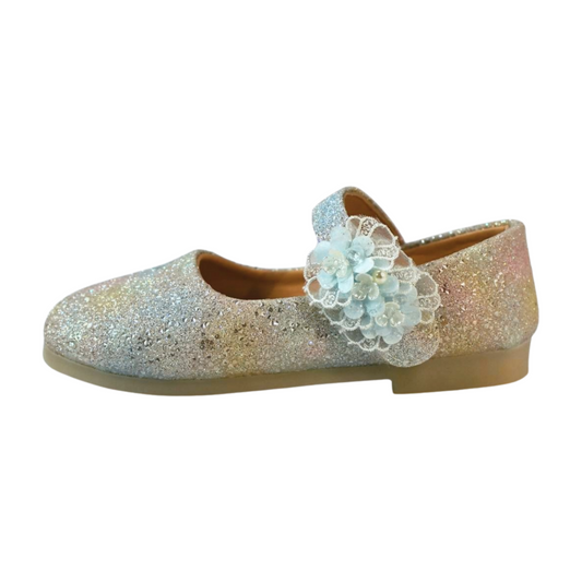 Blue Dream Glitter Flower Shoes | Easy Velcro |ML-311-C-BLU