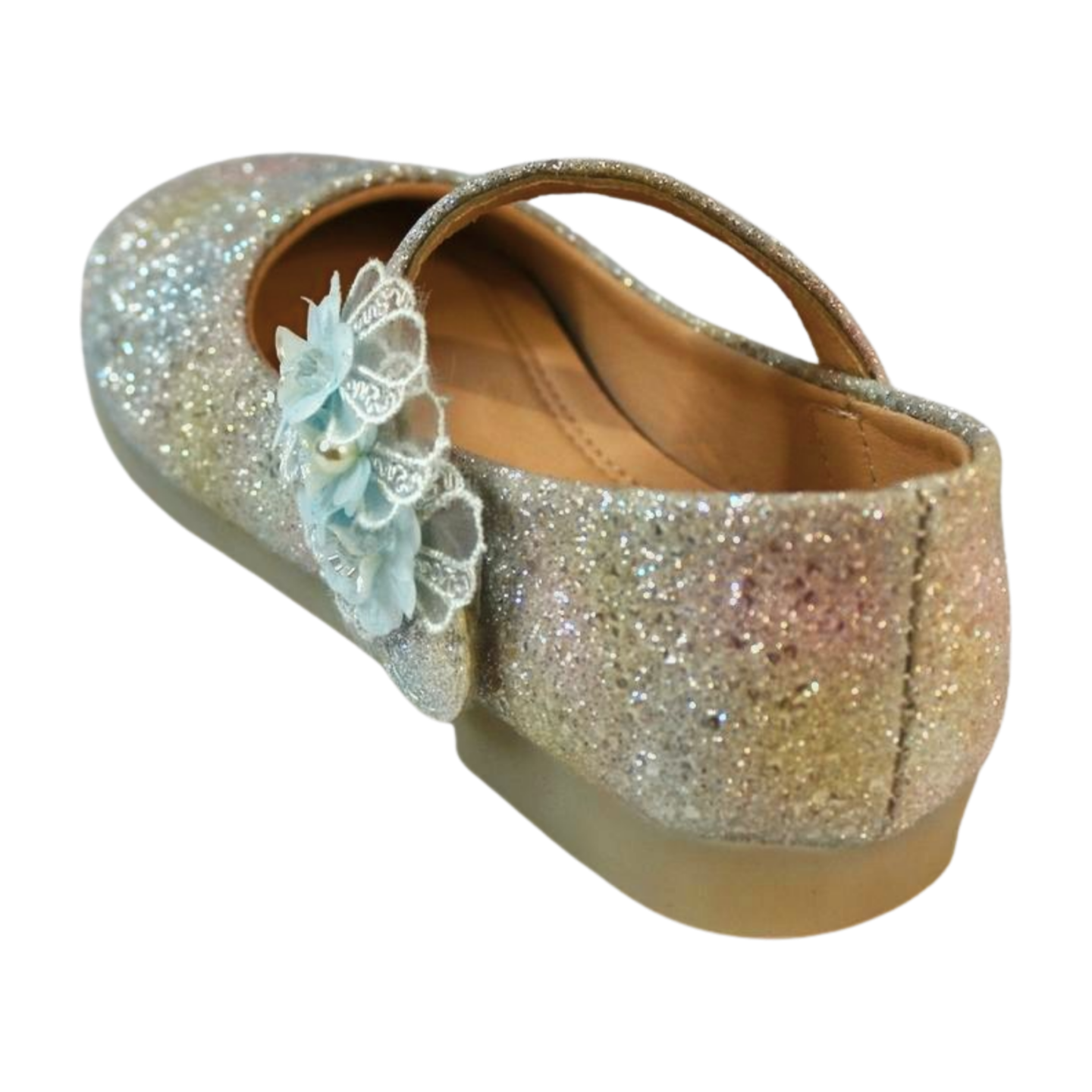 Blue Dream Glitter Flower Shoes | Easy Velcro |ML-311-C-BLU