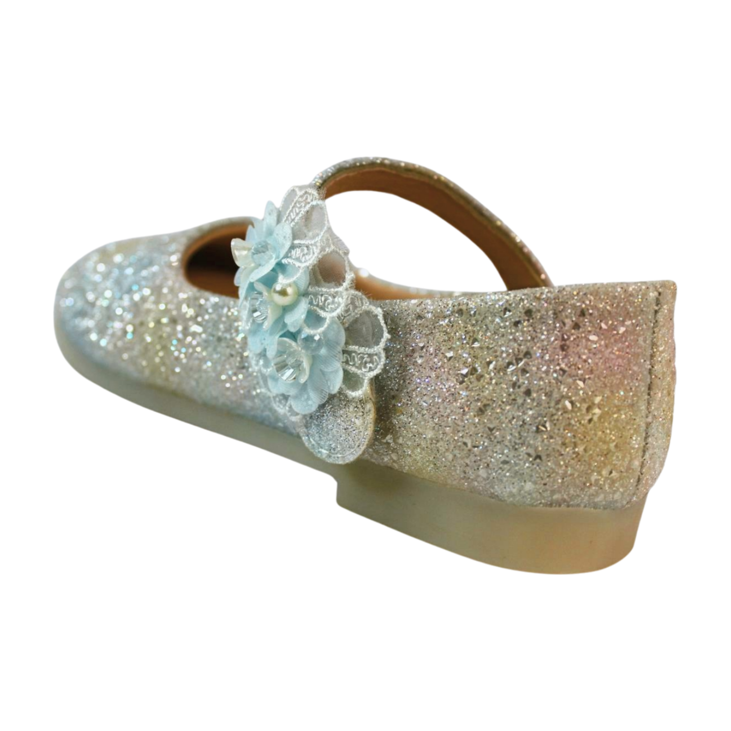 Blue Dream Glitter Flower Shoes | Easy Velcro |ML-311-C-BLU