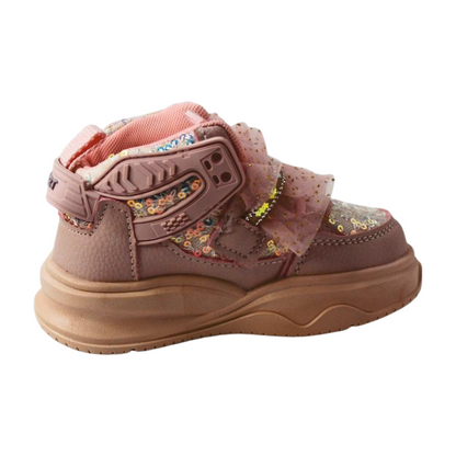 “Flutter Dreamer Glittered High-Ankle Sneakers – Pink|2382-Pink