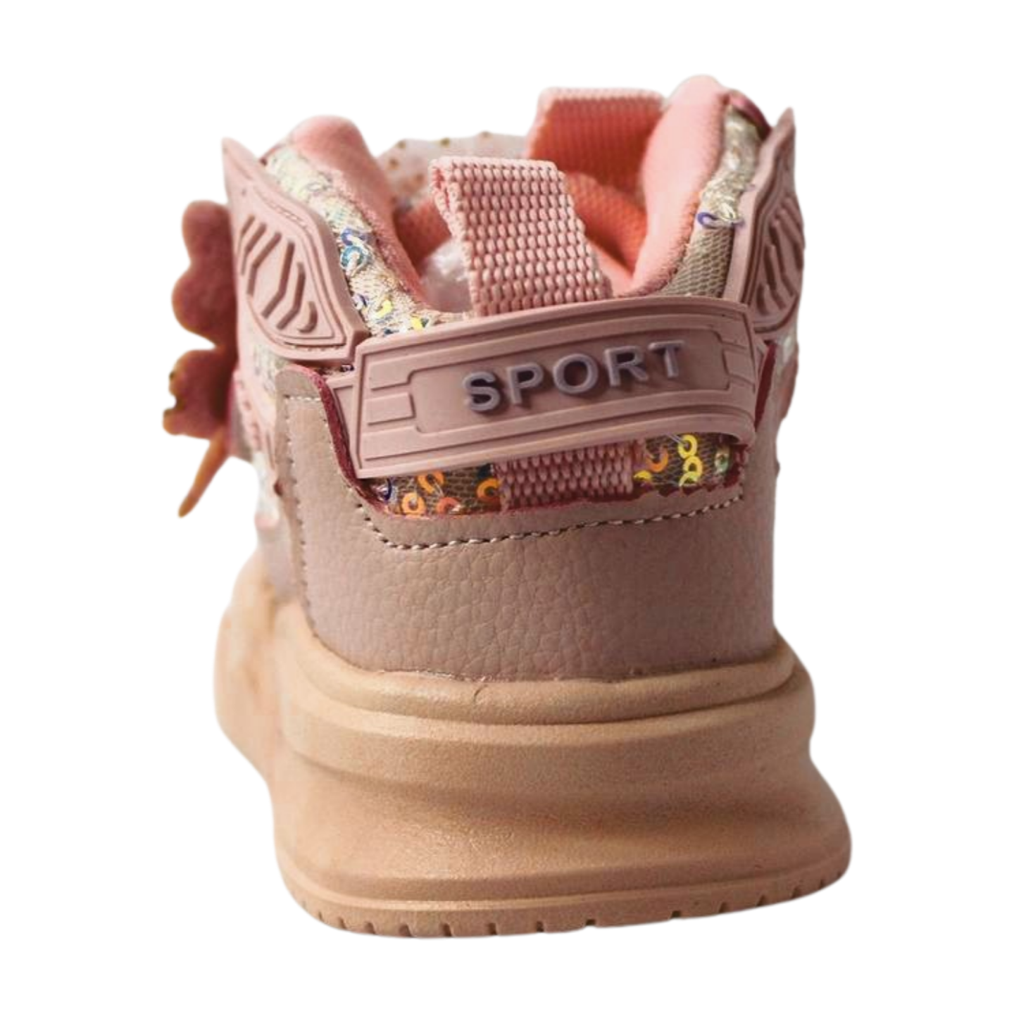 “Flutter Dreamer Glittered High-Ankle Sneakers – Pink|2382-Pink