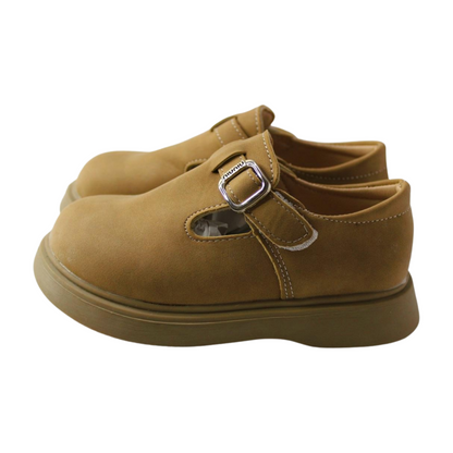 Camel Suede Chunky Mary Janes| Easy Velcro|ML-564-B-KHAKI