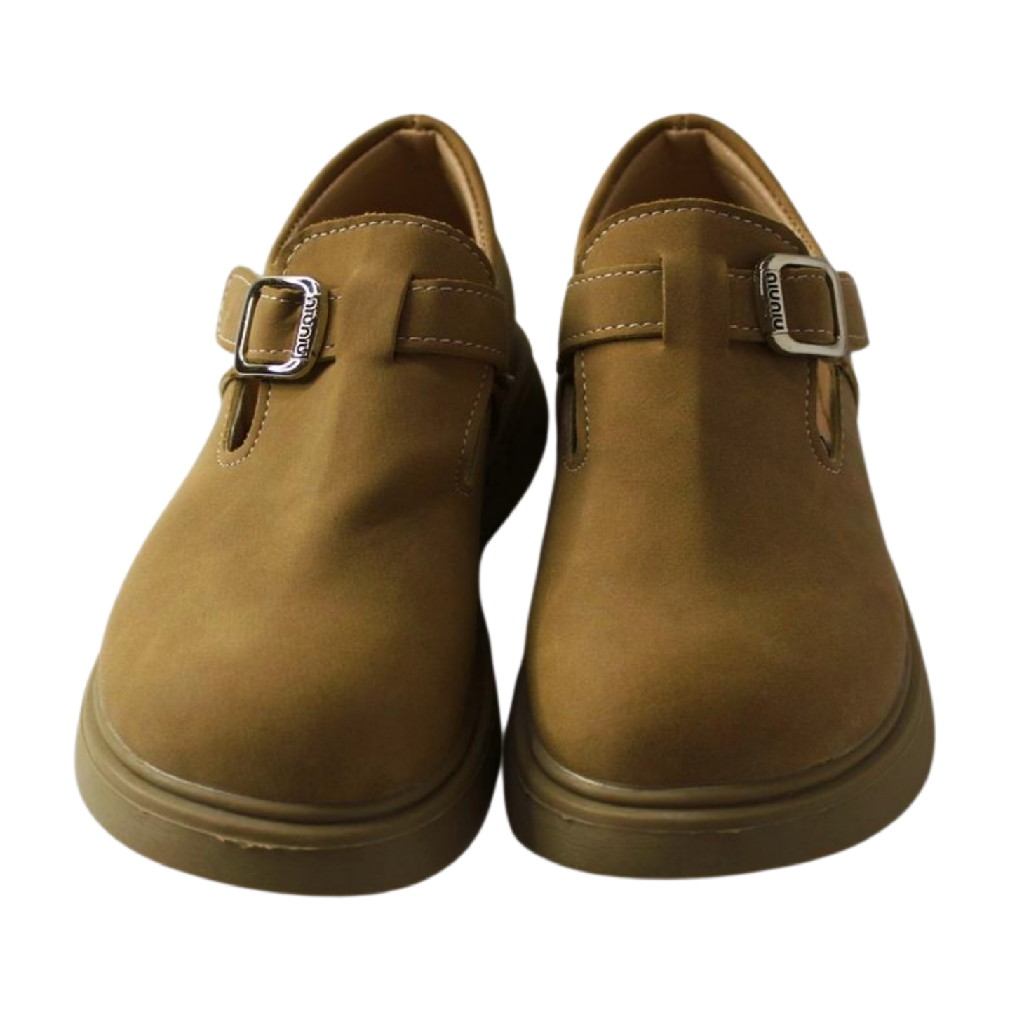 Camel Suede Chunky Mary Janes| Easy Velcro|ML-564-B-KHAKI