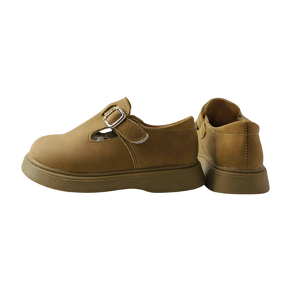 Camel Suede Chunky Mary Janes| Easy Velcro|ML-564-B-KHAKI