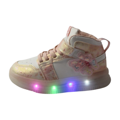 Butterfly High-Top Sneakers | Light-Up|ML-413-B-PNK