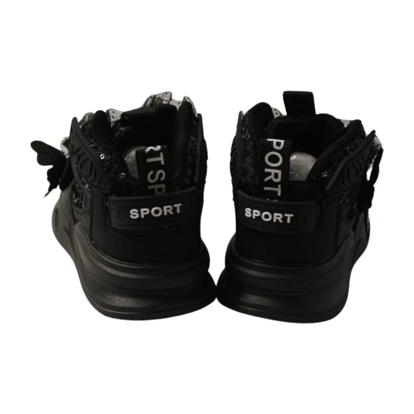 "Flutter Dreamer Glittered High-Ankle Sneakers|2382-BLK