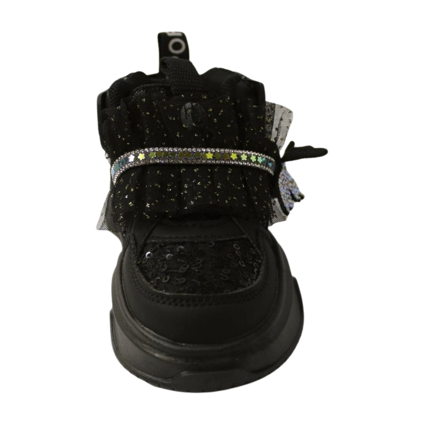 "Flutter Dreamer Glittered High-Ankle Sneakers|2382-BLK
