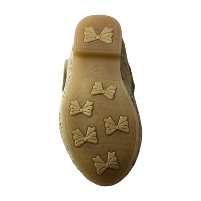 Gold Lace Flower Mary Janes Ballerina|ML-366-B-GOLD