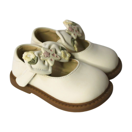 Sweet Star Embroidered Mary Jane Shoes Biege| Easy Velcro