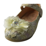 Gold Lace Flower Mary Janes Ballerina | Easy Velcro - Image 2